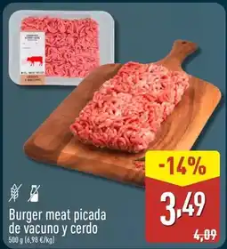 ALDI Burger meat picada de vacuno y cerdo oferta