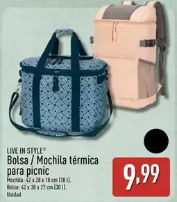 ALDI LIVE IN STYLE Bolsa Mochila térmica para picnic oferta