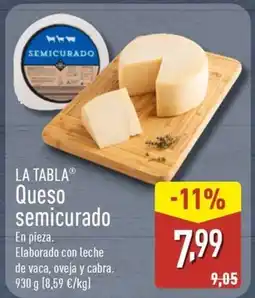 ALDI LA TABLA Queso semicurado oferta