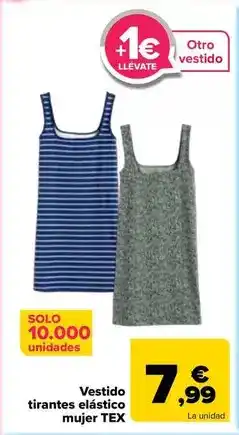 Carrefour Tex - vestido tirantes elástico mujer oferta