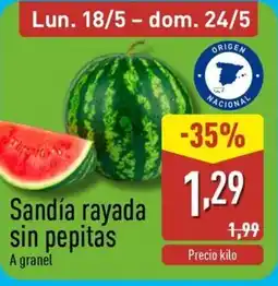 ALDI Sandía rayada sin pepitas oferta