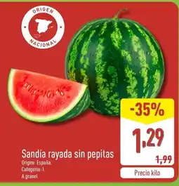 ALDI Sandía rayada sin pepitas oferta