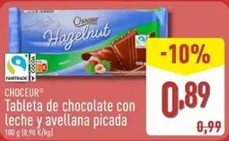 ALDI CHOCEUR Tableta de chocolate con leche y avellana picada oferta