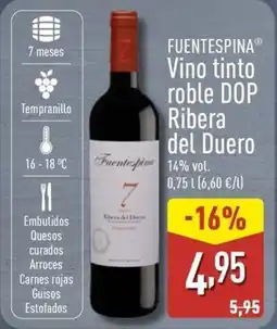 ALDI FUENTESPINA Vino tinto roble DOP Ribera del Duero oferta