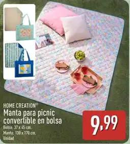 ALDI HOME CREATION Manta para picnic convertible en bolsa oferta