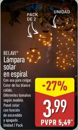 ALDI BELAVI Lámpara solar en espiral oferta