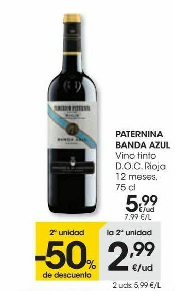 Eroski Paternina banda azul vino tinto d.o.c. rioja 12 meses oferta