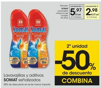 Eroski Somat lavavajillas máquina gel vinagre oferta