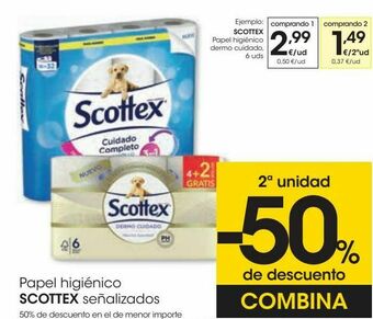 Eroski Scottex papel higiénico dermo cuidado oferta
