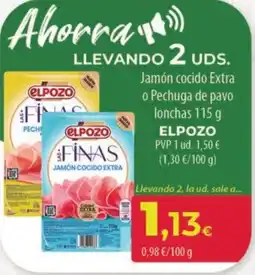 Spar Tenerife ELPOZO Jamón cocido Extra o Pechuga de pavo lonchas oferta