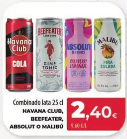 Spar Tenerife HAVANA CLUB, BEEFEATER, ABSOLUT O MALIBÚ Combinado oferta