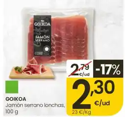 Eroski GOIKOA Jamón serrano lonchas oferta
