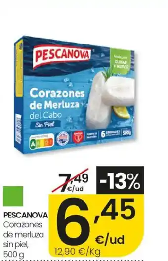 Eroski PESCANOVA Corazones de merluza sin piel oferta