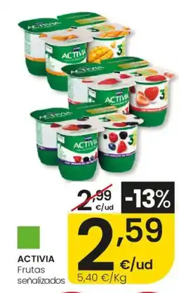 Eroski ACTIVIA Frutas señalizados oferta