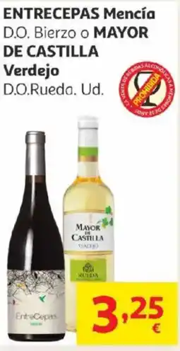 Alcampo ENTRECEPAS Mencía D.O. Bierzo o MAYOR DE CASTILLA Verdejo oferta