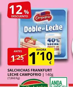 Supermercados MAS CAMPOFRIO Salchichas frankfurt leche oferta