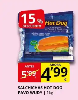 Supermercados MAS WUDY Salchichas hot dog pavo oferta