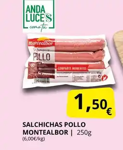 Supermercados MAS MONTEALBOR Salchichas pollo oferta