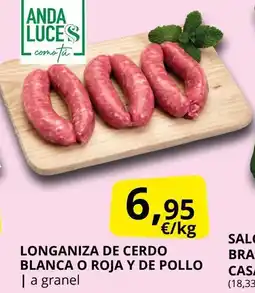 Supermercados MAS Longaniza de cerdo blanca o roja y de pollo oferta