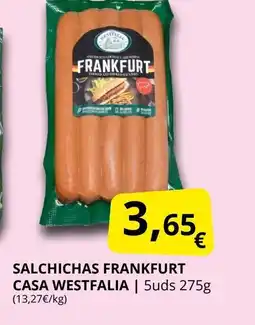 Supermercados MAS CASA WESTFALIA Salchichas frankfurt oferta