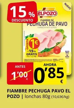 Supermercados MAS EL POZO Fiambre pechuga pavo oferta