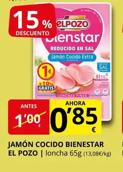 Supermercados MAS EL POZO Jamón cocido bienestar oferta