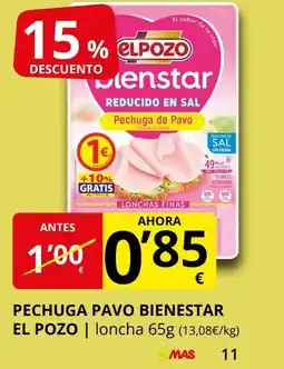 Supermercados MAS EL POZO Pechuga pavo bienestar oferta
