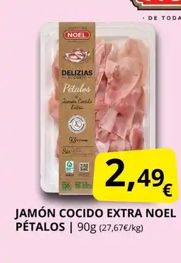 Supermercados MAS NOEL Jamón cocido extra pétalos oferta