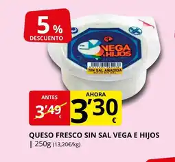 Supermercados MAS VEGA E HIJOS Queso fresco sin sal oferta