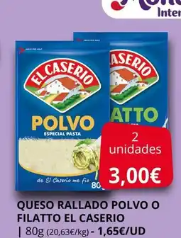 Supermercados MAS EL CASERIO Queso rallado polvo o filatto oferta