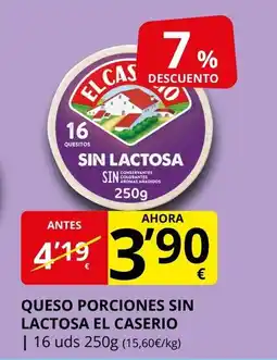 Supermercados MAS EL CASERIO Queso porciones sin lactosa oferta