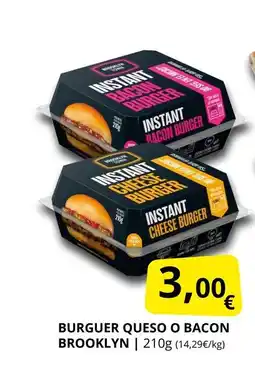 Supermercados MAS Burguer queso o bacon brooklyn oferta