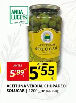 Supermercados MAS Aceituna verdial chupadeo solucar oferta