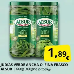 Supermercados MAS ALSUR Judías verde ancha o fina frasco oferta
