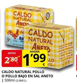 Supermercados MAS ANETO Caldo natural pollo o pollo bajo en sal oferta
