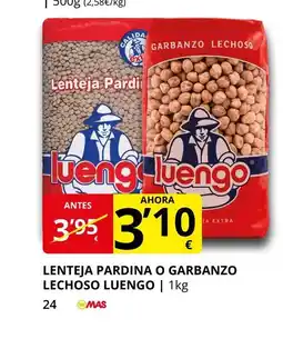Supermercados MAS LUENGO Lenteja pardina o garbanzo lechoso oferta