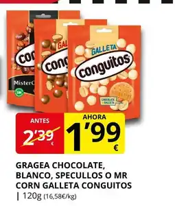 Supermercados MAS CONGUITOS Gragea chocolate, blanco, specullos o mr corn galleta oferta