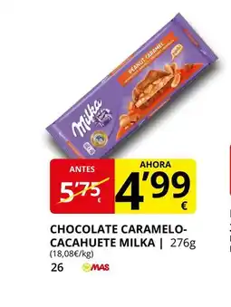 Supermercados MAS MILKA Chocolate caramelo- cacahuete oferta