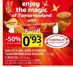 Supermercados MAS Galleta rellena espresso tomorrowland biscoff oferta