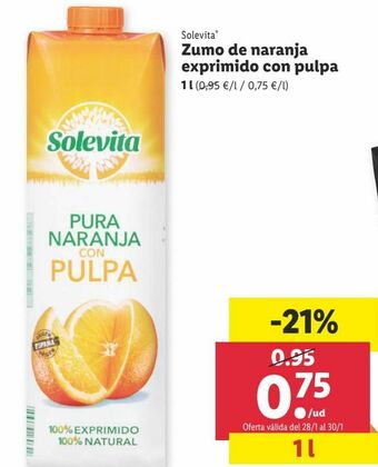 Lidl Zumo de naranja solevita oferta