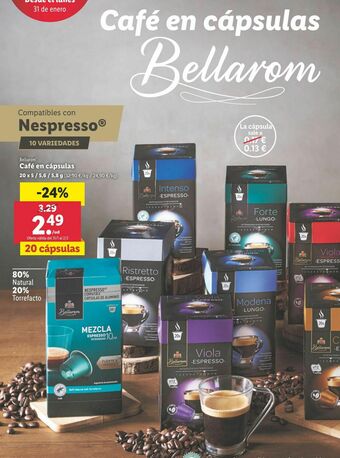 Lidl Cápsulas de café bellarom oferta