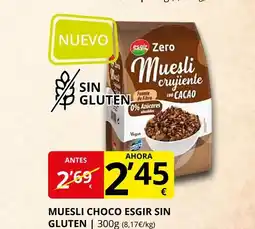 Supermercados MAS Muesli choco esgir sin gluten oferta