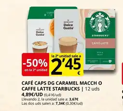 Supermercados MAS Café caps dg caramel macch o caffe latte oferta