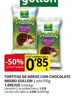 Supermercados MAS GULLON Tortitas de arroz con chocolate negro oferta