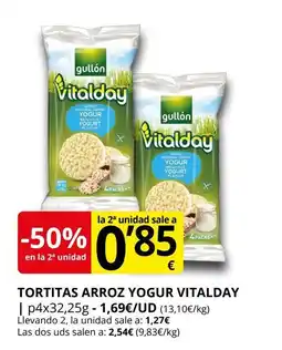 Supermercados MAS VITALDAY Tortitas arroz yogur oferta