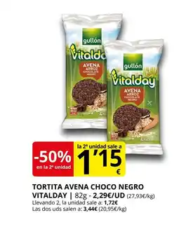 Supermercados MAS VITALDAY Tortita avena choco negro oferta