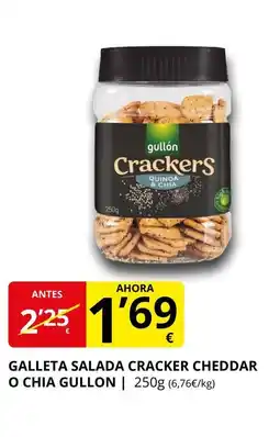 Supermercados MAS GULLON Galleta salada cracker cheddar o chia oferta