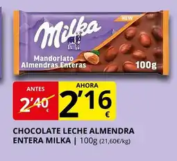 Supermercados MAS MILKA Chocolate leche almendra entera oferta