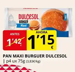 Supermercados MAS DULCESOL Pan maxi burguer oferta