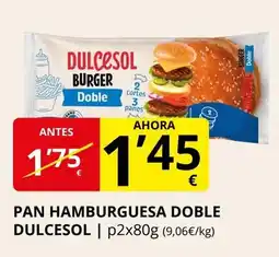 Supermercados MAS DULCESOL Pan hamburguesa doble oferta